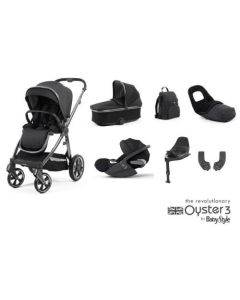 BabyStyle Oyster 3 Luxury 7 Piece Cybex Cloud T i-Size Travel System Bundle - Carbonite