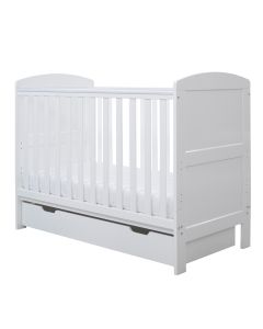 Ickle Bubba Coleby Mini Cot Bed, Under Drawer and All Seasons Premium Pocket Sprung Mattress - White