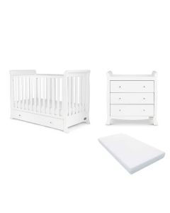 Ickle Bubba Snowdon 4 in 1 Mini 2 Piece Furniture Set and Fibre Mattress - White