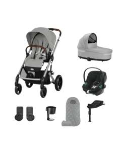 Cybex Balios S Lux Pushchair with Aton B2 Car Seat and Base 10 Piece Bundle - Stone Grey