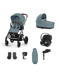 Cybex Balios S Lux Pushchair with Aton B2 Car Seat and Base 10 Piece Bundle - Stormy Blue