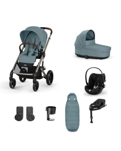 Cybex Balios S Lux Pushchair with Cloud G i-Size Car Seat and Base 10 Piece Bundle - Stormy Blue