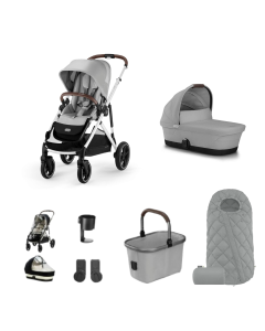 Cybex Gazelle S Lux Pushchair 9 Piece Bundle - Stone Grey (Silver Frame)