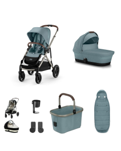 Cybex Gazelle S Lux Pushchair 9 Piece Bundle - Stormy Blue (Taupe Frame)