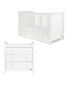 Ickle Bubba Snowdon Classic 2 Piece Furniture Set and All Seasons Premium Pocket Sprung Mattress - White