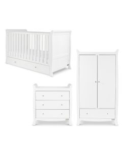 Ickle Bubba Snowdon Classic 3 Piece Furniture Set and All Seasons Premium Pocket Sprung Mattress - White