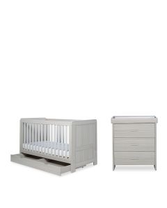 Ickle Bubba Pembrey 2 Piece Furniture Set, Under Drawer and All Seasons Premium Pocket Sprung Mattress - Ash Grey