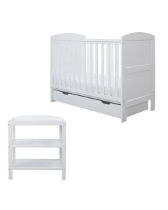 Ickle Bubba Coleby Mini 2 Piece Furniture Set and  All Seasons Premium Pocket Sprung Mattress  - White