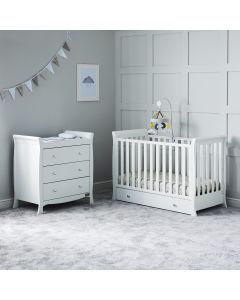 Ickle Bubba Snowdon 4 in 1 Mini 2 Piece Furniture Set and All Seasons Premium Pocket Sprung Mattress - White