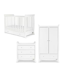 Ickle Bubba Snowdon Mini 3 Piece Furniture Set and Fibre Mattress - White