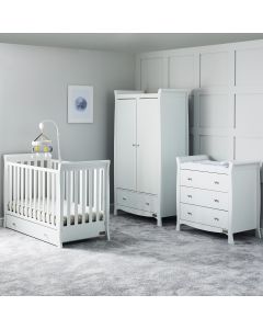 Ickle Bubba Snowdon 4 in 1 Mini 3 Piece Furniture Set and All Seasons Premium Pocket Sprung Mattress - White