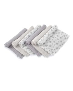 Jane Bamboo Muslin Cloth (6 Pk) - Star