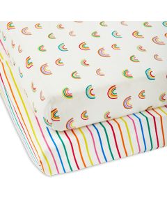 Ickle Bubba Rainbow Dreams 2 Pack Fitted Cot bed Sheets