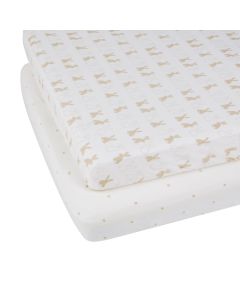 Ickle Bubba Bunnychino 2 Pack Fitted Cotbed Sheets