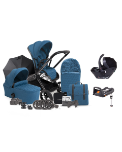 iCandy Core Pushchair and Carrycot Complete with Cacoon Car Seat and Base Bundle - Atlantis Blue