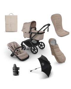 Bugaboo Fox 5 Renew Complete Pushchair Essential Bundle - Black/Desert Taupe Melange