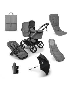 Bugaboo Fox 5 Renew Complete Pushchair Essential Bundle - Graphite/Moon Grey