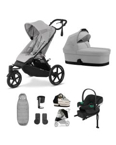 Cybex AVI Spin 3 Wheeler Pushchair with Aton B2 Car Seat and Base 10 Piece Bundle - Fog Grey