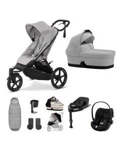 Cybex AVI Spin 3 Wheeler Pushchair with Cloud G i-Size Car Seat and Base 10 Piece Bundle - Fog Grey