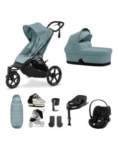 Cybex AVI Spin 3 Wheeler Pushchair with Cloud G i-Size Car Seat and Base 10 Piece Bundle - Stormy Blue