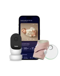Owlet Set of Medically-Certified Dream Sock + Cam 2 Baby Monitor - Dusty Rose