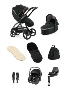 egg3 Luxury Pushchair and Pebble 360 i-Size Car Seat and Base Bundle - Black Olive