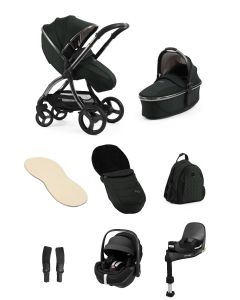 egg3 Luxury Pushchair and Pebble 360 Pro i-Size Car Seat and Base Bundle - Black Olive