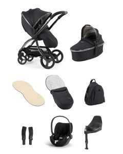 egg3 Luxury Pushchair and Cybex CloudT i-Size Car Seat and Base Bundle - Carbonite