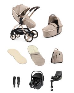 egg3 Luxury Pushchair and Pebble 360 i-Size Car Seat and Base Bundle - Feather