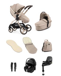 egg3 Luxury Pushchair and Pebble 360 Pro i-Size Car Seat and Base Bundle - Feather