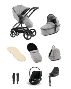 egg3 Luxury Pushchair and Cybex CloudT i-Size Car Seat and Base Bundle - Glacier