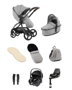 egg3 Luxury Pushchair and Pebble 360 i-Size Car Seat and Base Bundle - Glacier