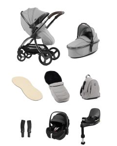 egg3 Luxury Pushchair and Pebble 360 Pro i-Size Car Seat and Base Bundle - Glacier