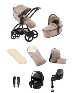 egg3 Luxury Pushchair and Pebble 360 Pro i-Size Car Seat and Base Special Edition Bundle - Houndstooth Almond