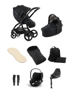 egg3 Luxury Pushchair and Cybex CloudT i-Size Car Seat and Base Special Edition Bundle - Houndstooth Black