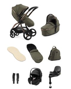 egg3 Luxury Pushchair and Pebble 360 Pro i-Size Car Seat and Base Bundle - Hunter Green