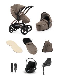 egg3 Luxury Pushchair and Cybex CloudT i-Size Car Seat and Base Bundle - Mink