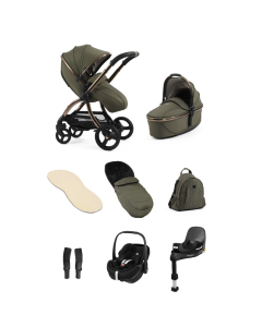 egg3 Luxury Pushchair and Pebble 360 Pro2 i-Size Car Seat and Base Bundle - Hunter Green