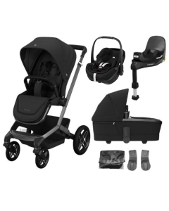 Maxi Cosi FAME Pushchair with (Pebble 360 Pro2 & Base) Travel System Bundle - Twillic Black