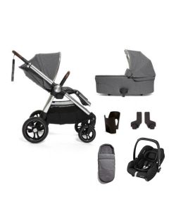 Mamas & Papas Ocarro Pushchair 6 Piece Maxi Cosi Cabriofix I-Size Car Seat Bundle - Grey Mist