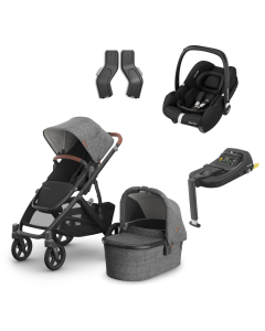 UPPAbaby Vista V3 Pushchair & Carrycot with Maxicosi Cabriofix Car Seat and Base Bundle - Greyson