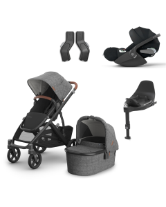 UPPAbaby Vista V3 Pushchair & Carrycot with Cybex Cloud-T Plus Car Seat and Base Bundle - Greyson