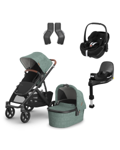 UPPAbaby Vista V3 Pushchair & Carrycot with Maxicosi Pebble360 Pro2 Car Seat and Base Bundle - Gwen