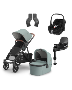 UPPAbaby Vista V3 Pushchair & Carrycot with Maxicosi Pebble360 Pro2 Car Seat and Base Bundle - Kenzi