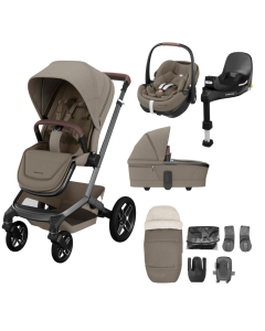 Maxi Cosi FAME 9 Piece Premium Pushchair Bundle - Twillic Truffle (Black Wheels)