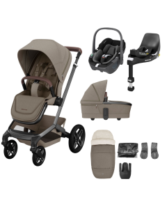 Maxi Cosi FAME 8 Piece Complete Pushchair Bundle - Twillic Truffle (Black Wheels)