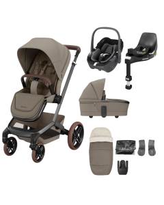 Maxi Cosi FAME 8 Piece Complete Pushchair Bundle - Twillic Truffle (Brown Wheels)