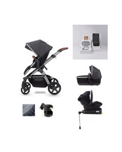 Silver Cross Wave 21 Pram Simplciity & Base Bundle 3 - Charcoal