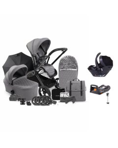 iCandy Core Pushchair and Carrycot Complete with Cacoon Car Seat and Base Bundle - Light Grey