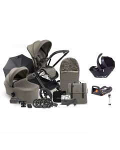 iCandy Core Pushchair and Carrycot Complete with Cacoon Car Seat and Base Bundle - Light Moss